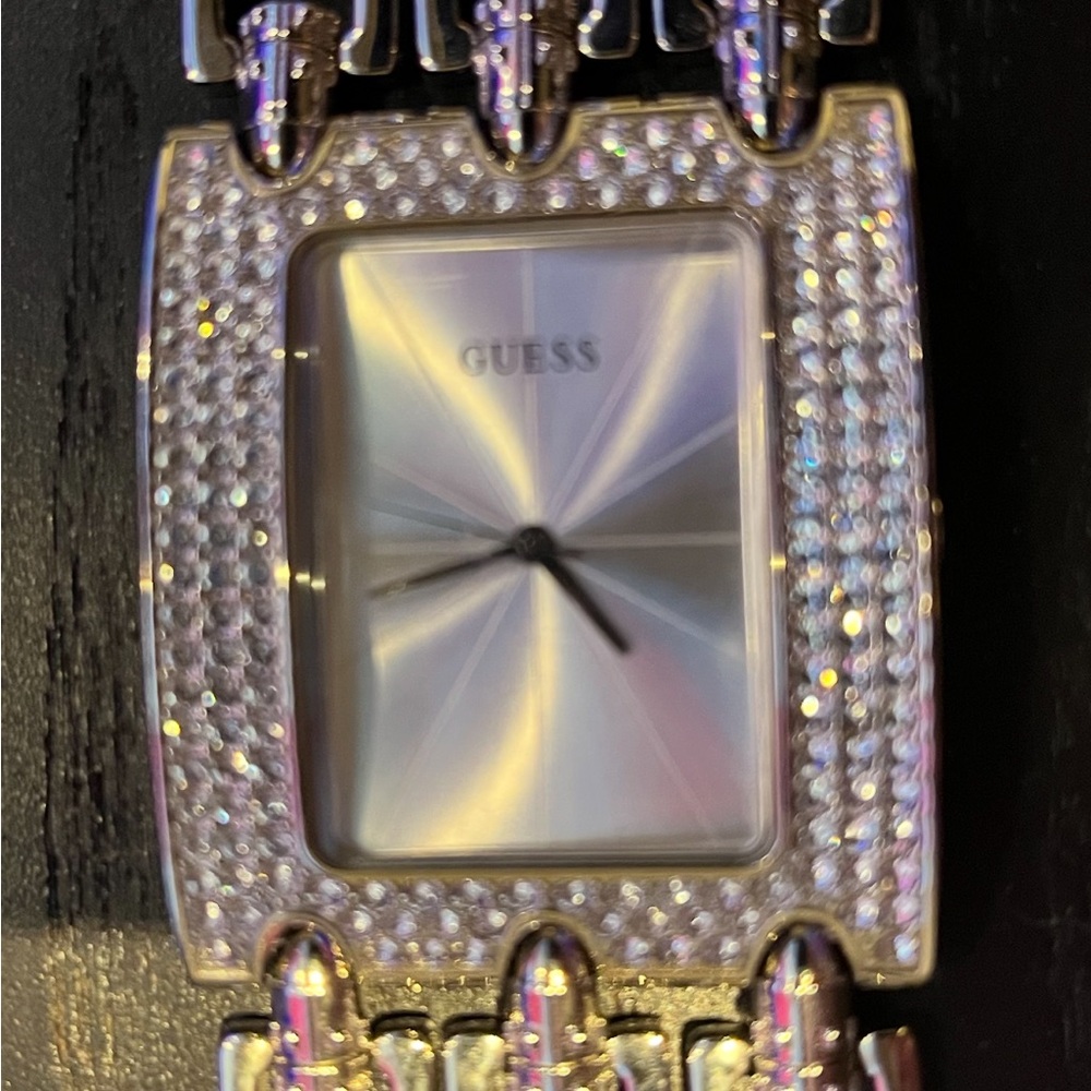 Guess Women's Silver Watch with Crystal Embellishments